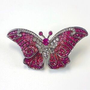 Pink crystal butterfly pin NEW